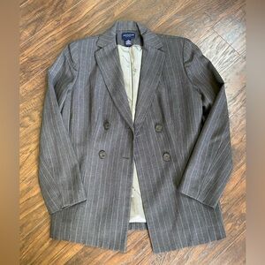 Ann Taylor Charcoal Pinstripe Suit Set Blazer and Pants Wool
